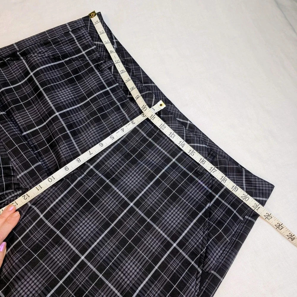 Fila‎ Sport Golf Mens 40 Plaid Shorts Black Grey Check Performance Activewear